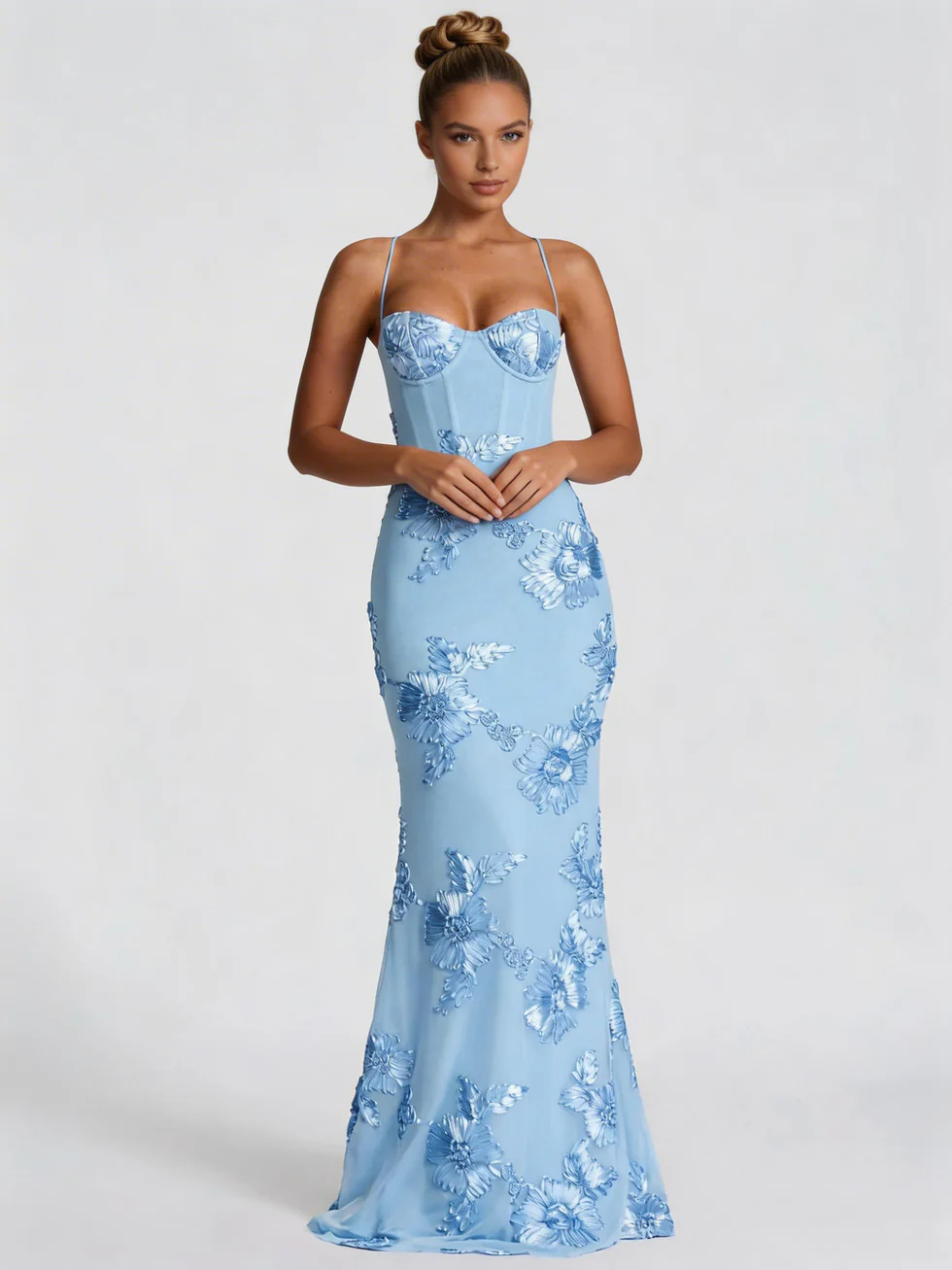 The Embroidered Floral Mermaid Maxi Dress