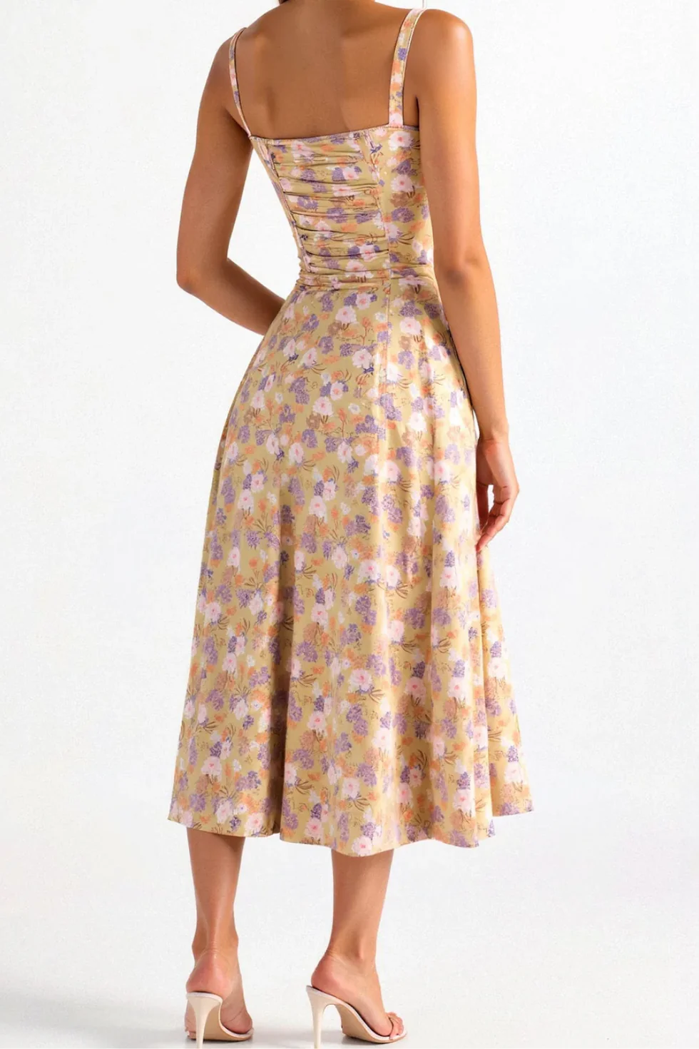 The Floral Corset Slit Midi Dress
