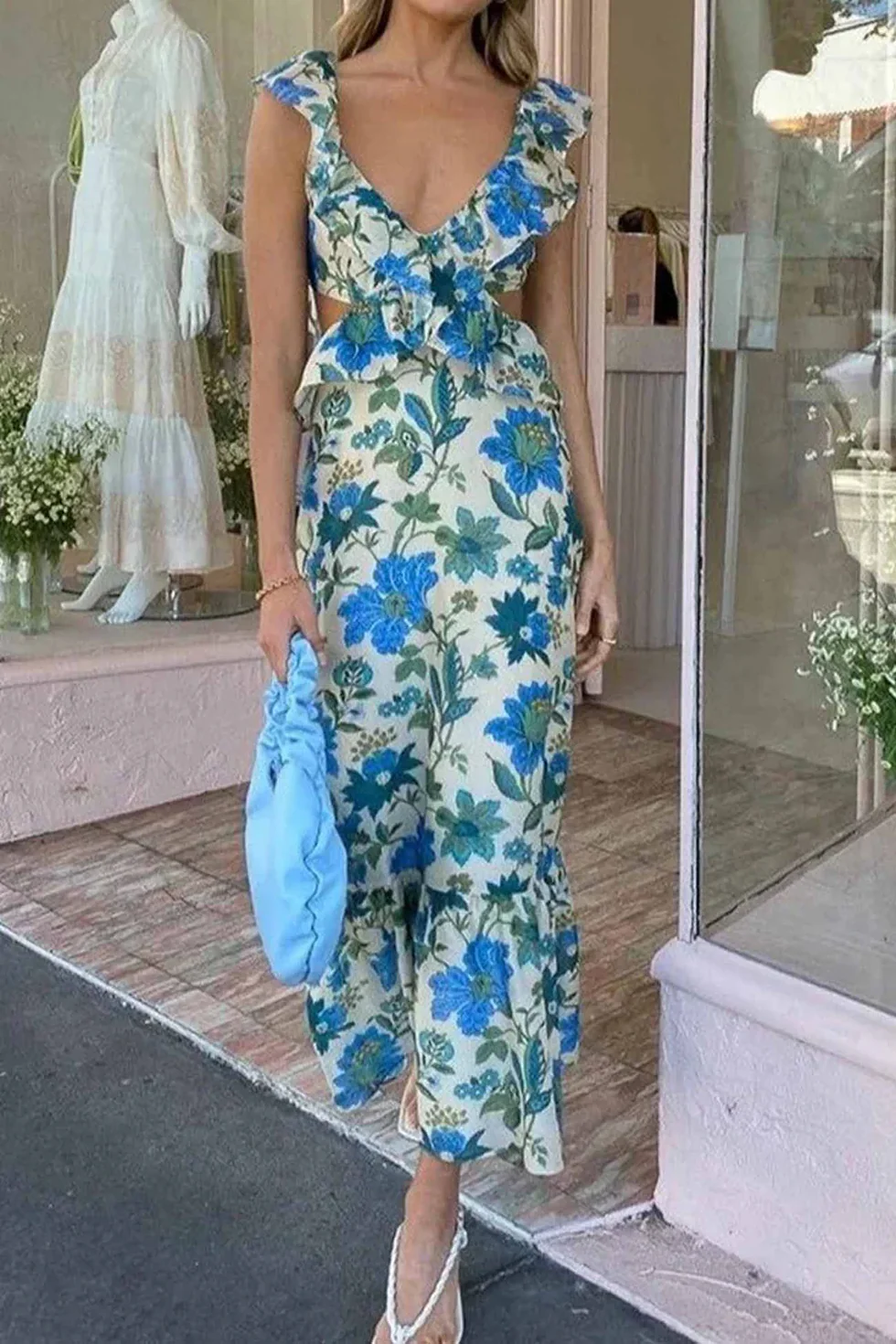 The Floral Orange Ruffle Dress
