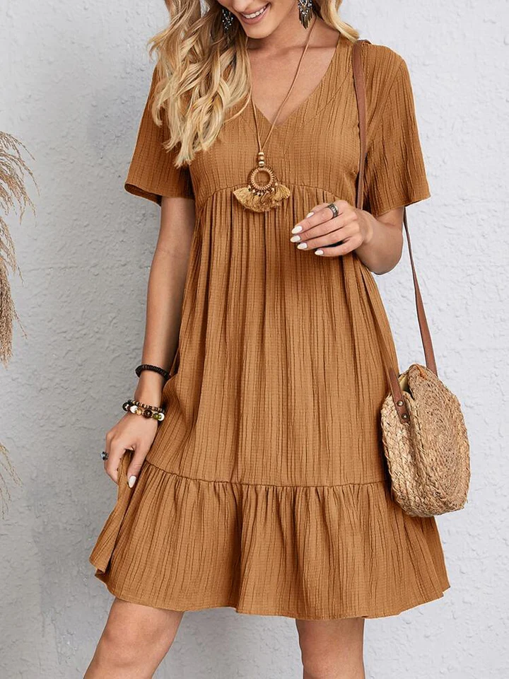 The V Neck Loose Mini Dress