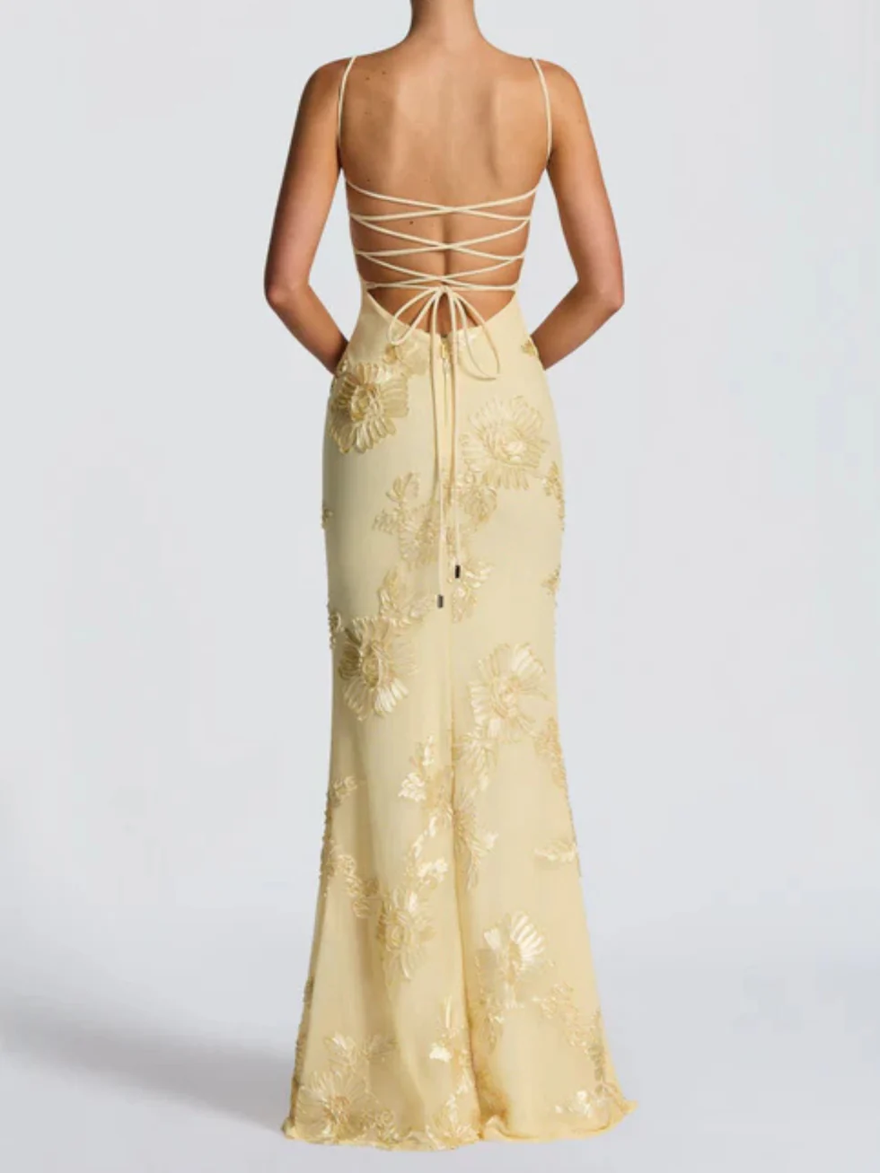 The Strap Floral Embroidered Maxi Dress