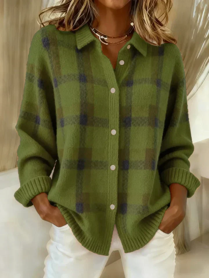 The Plaid Button Knit Sweater