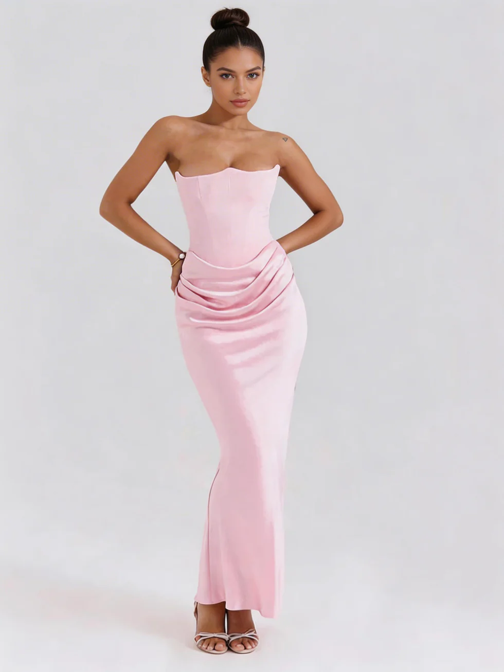 The Strapless Ruched Bodycon Maxi Dress