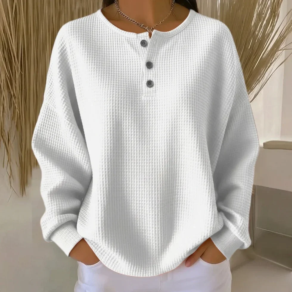 The Waffle Knit Button Top