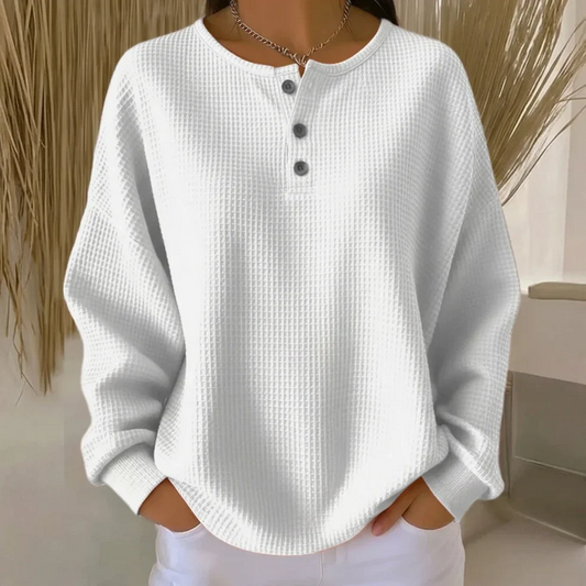 The Waffle Knit Button Top