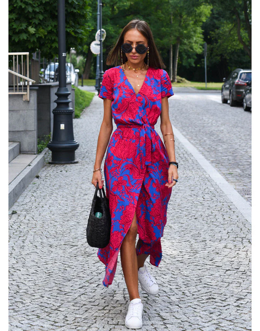 The V-Neck Adjustable Waist Midi Dress