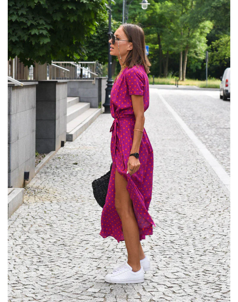 The V-Neck Adjustable Waist Midi Dress