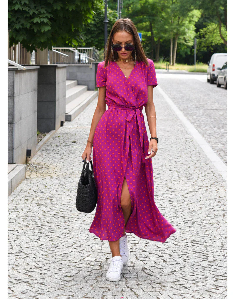 The V-Neck Adjustable Waist Midi Dress