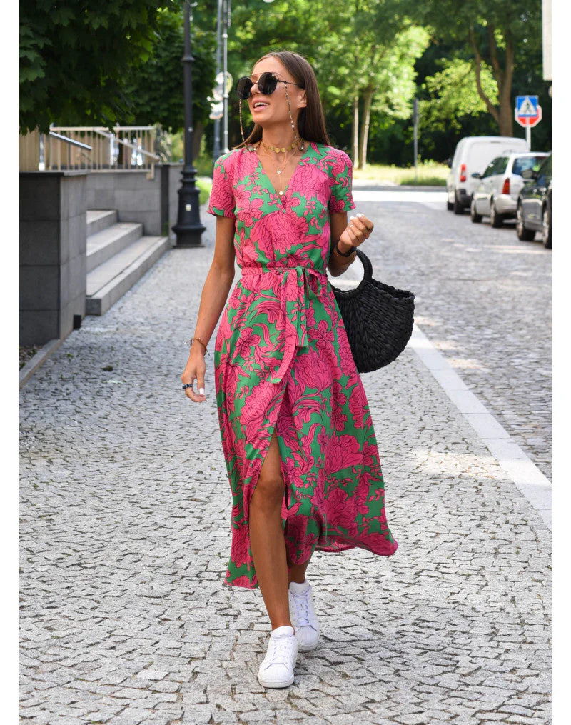 The V-Neck Adjustable Waist Midi Dress