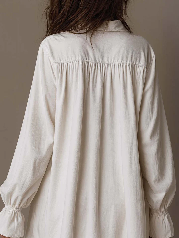 The White Button Loose Mini Dress