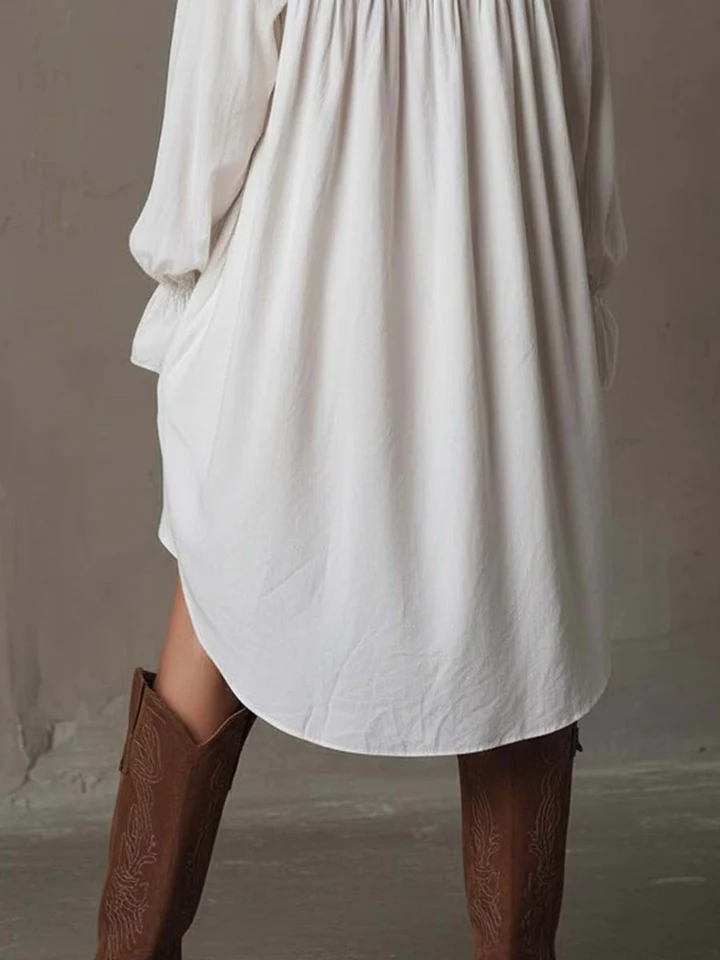 The White Button Loose Mini Dress