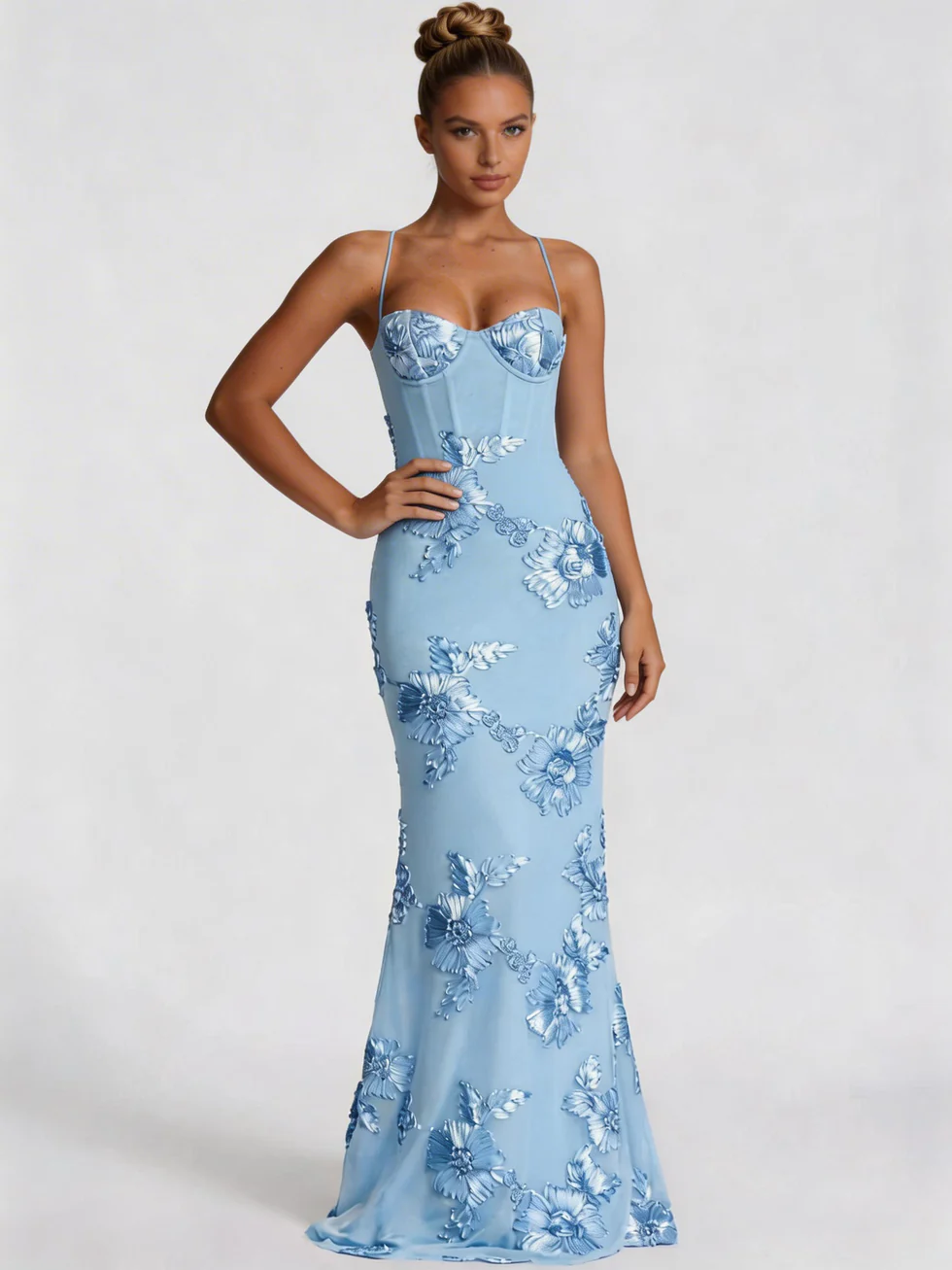 The Embroidered Floral Mermaid Maxi Dress