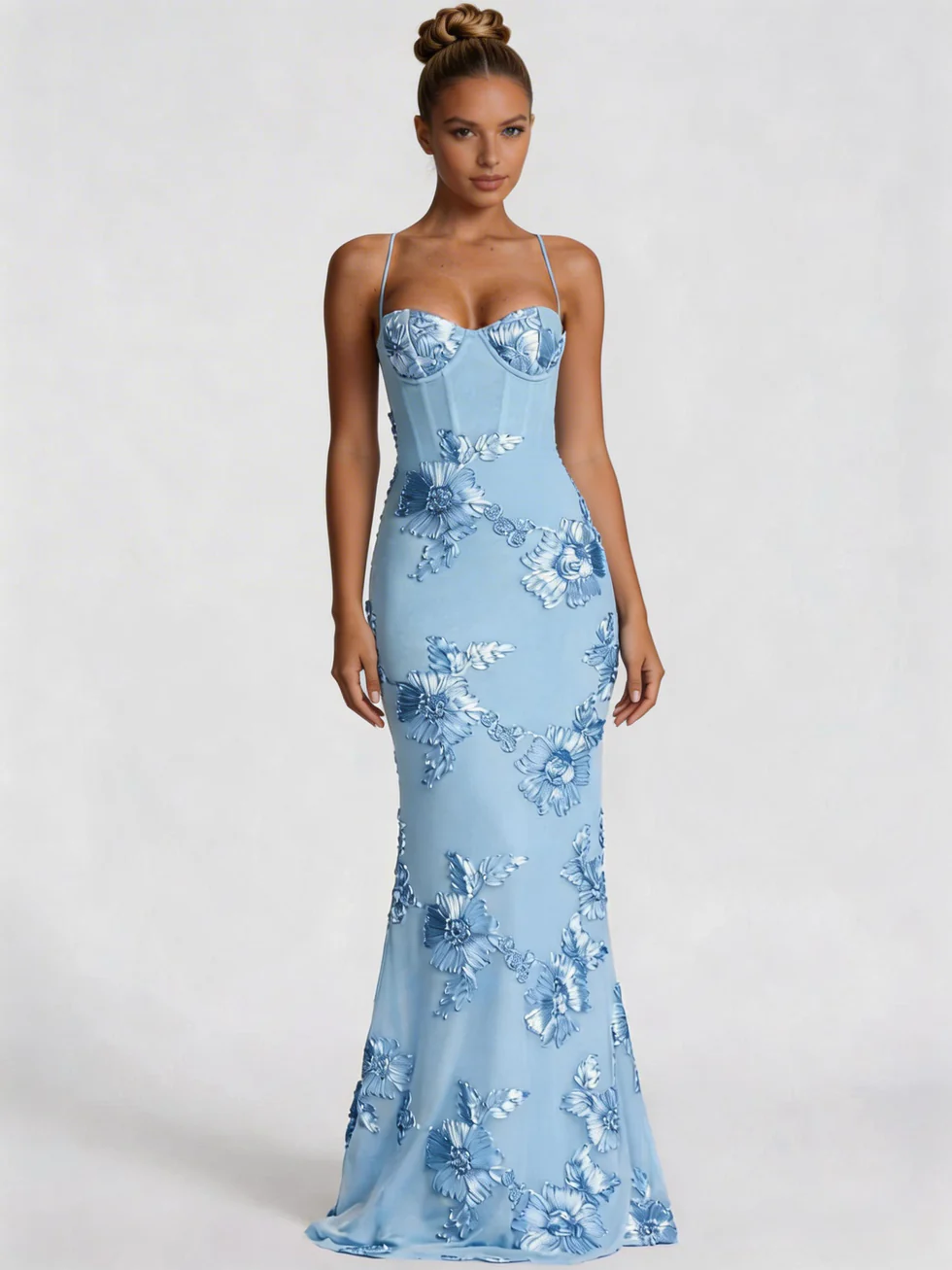 The Embroidered Floral Mermaid Maxi Dress