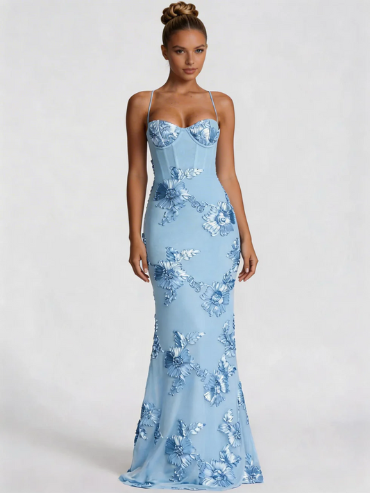 The Embroidered Floral Mermaid Maxi Dress