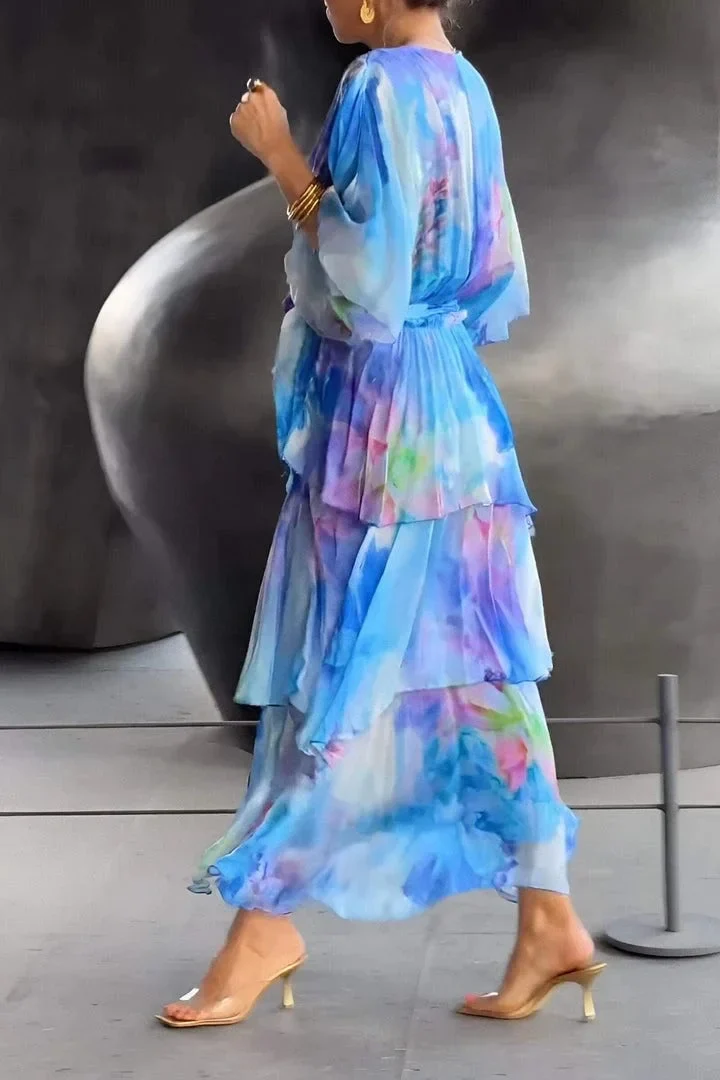 The Layered Chiffon Midi Dress