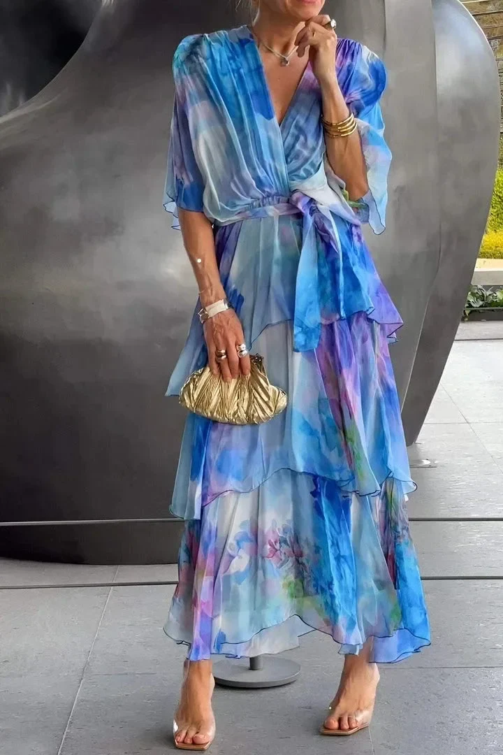 The Layered Chiffon Midi Dress