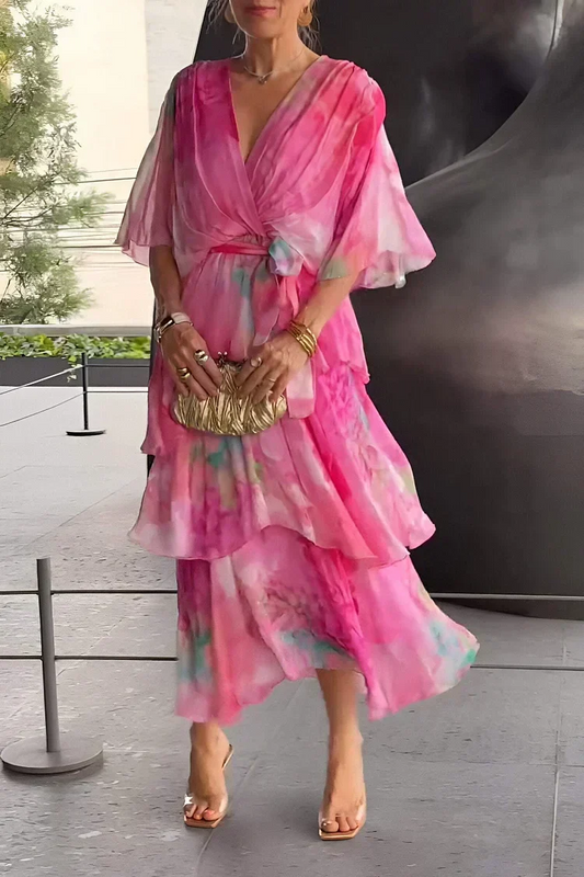 The Layered Chiffon Midi Dress