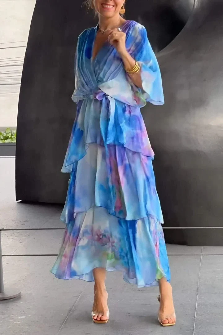 The Layered Chiffon Midi Dress