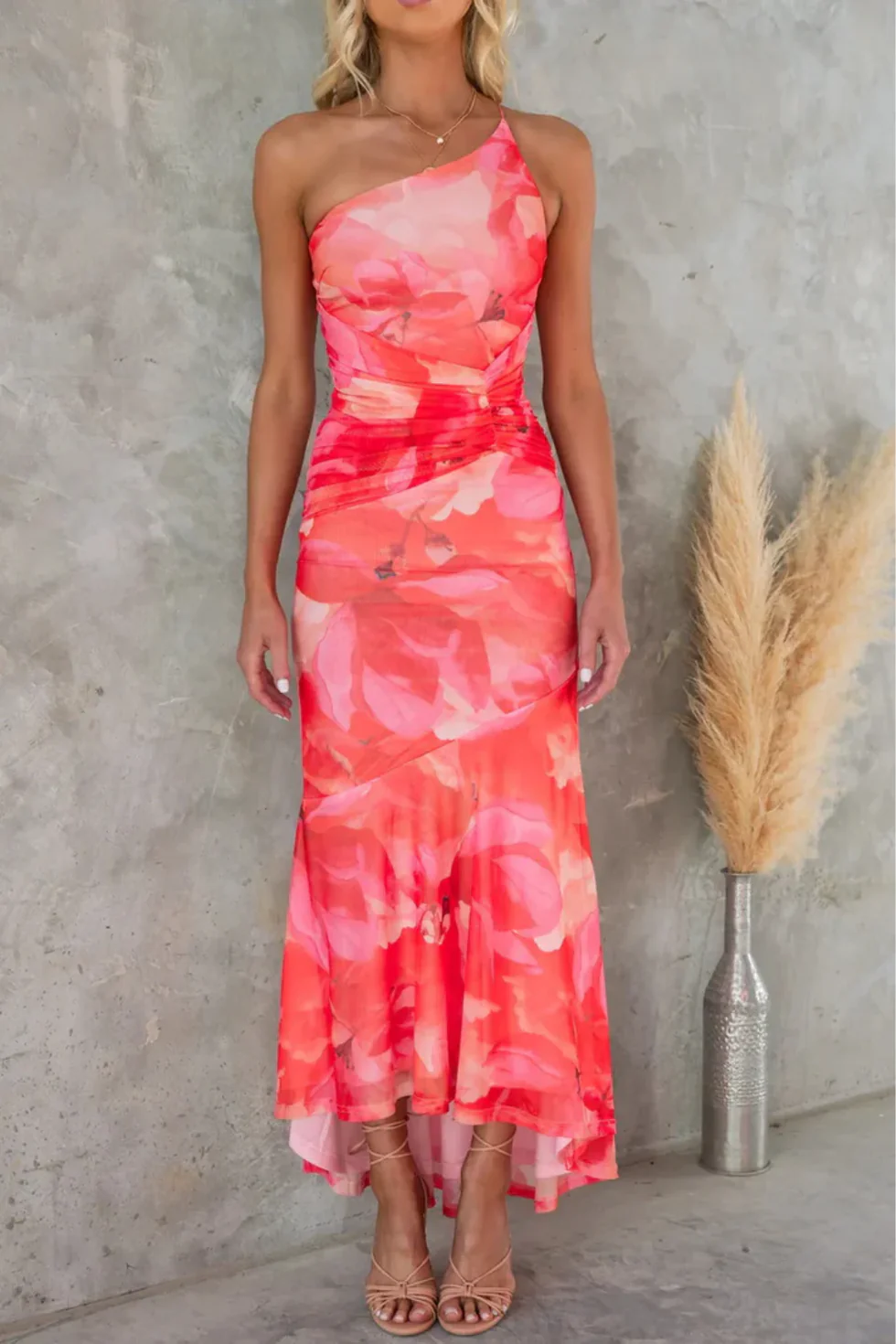 The One Shoulder Ruffle Long Dress