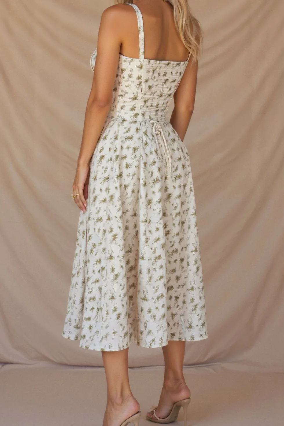 The Floral Corset Slit Midi Dress