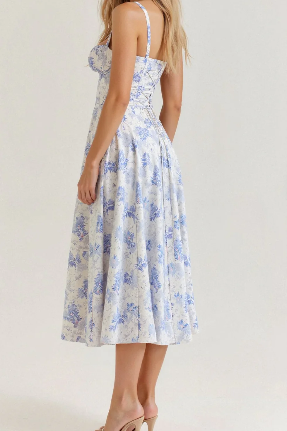 The Floral Corset Slit Midi Dress