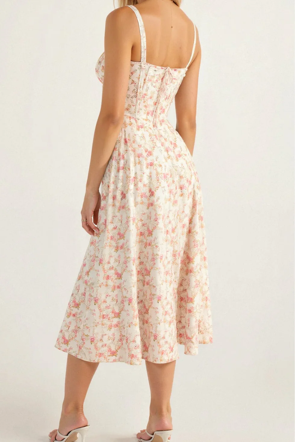 The Floral Corset Slit Midi Dress