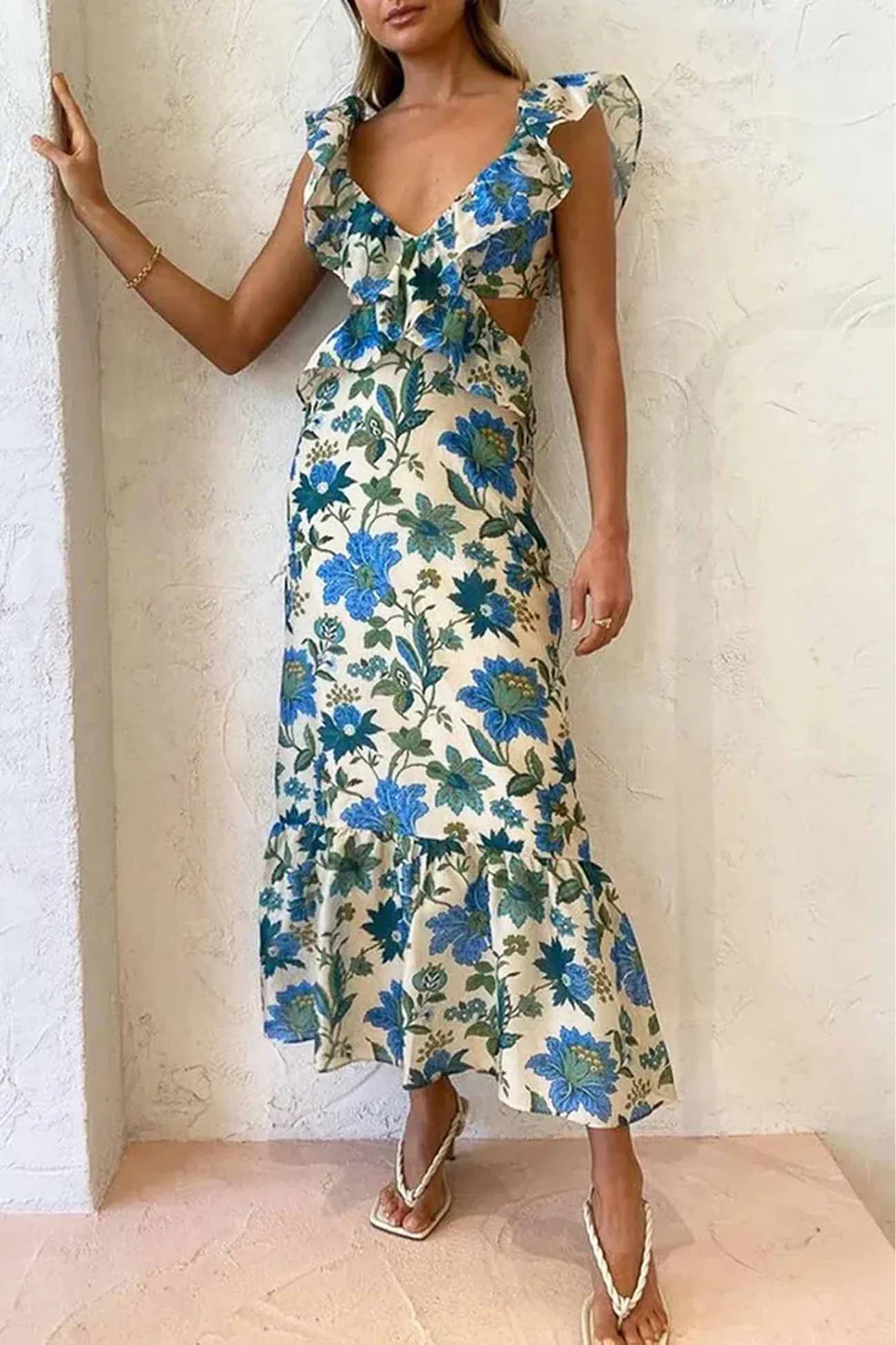 The Floral Orange Ruffle Dress
