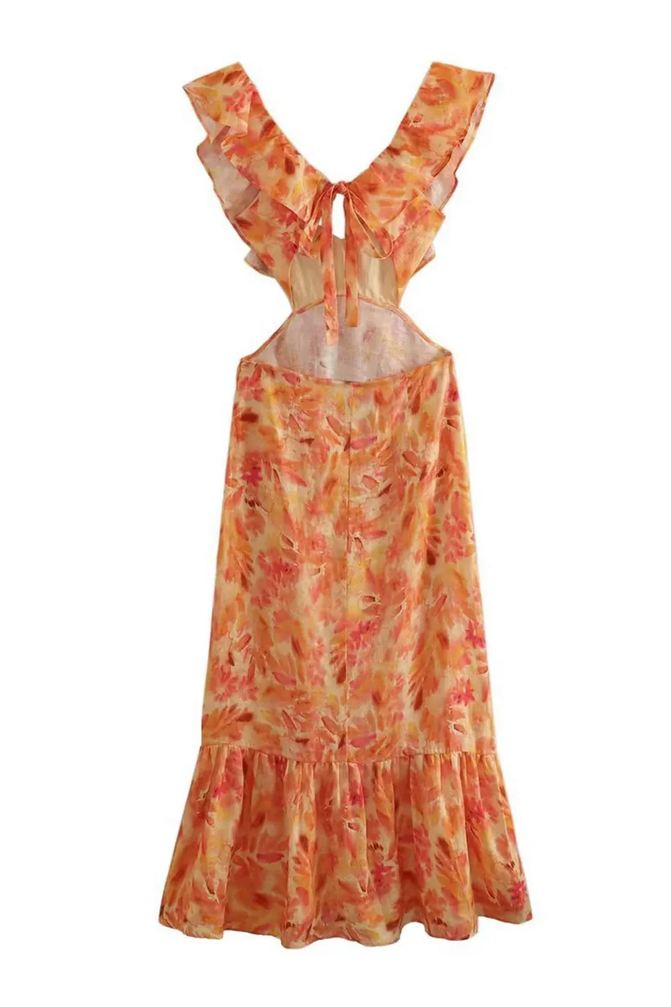 The Floral Orange Ruffle Dress
