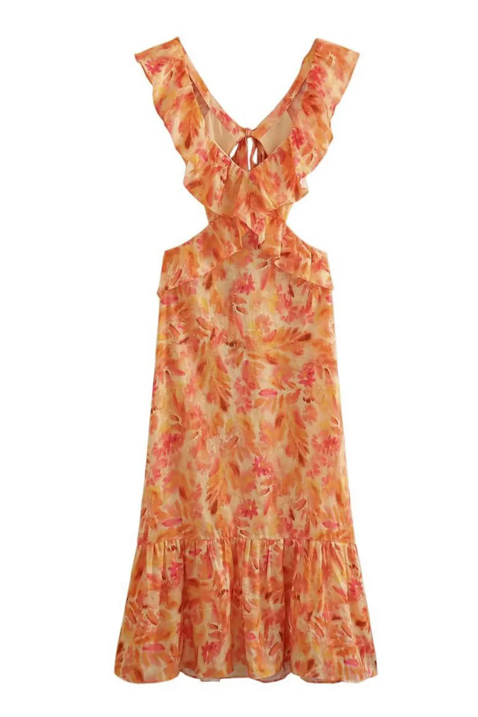 The Floral Orange Ruffle Dress