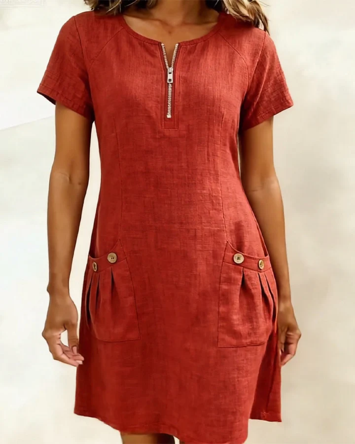 The Zip Neck Pocket Midi Dress