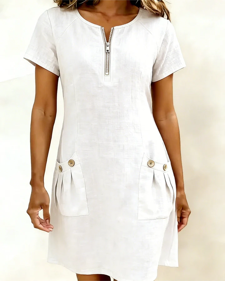 The Zip Neck Pocket Midi Dress