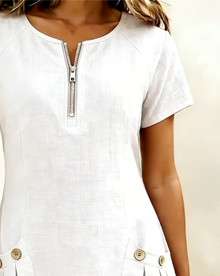 The Zip Neck Pocket Midi Dress