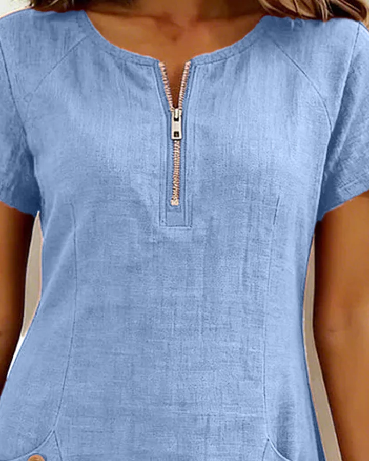 The Zip Neck Pocket Midi Dress