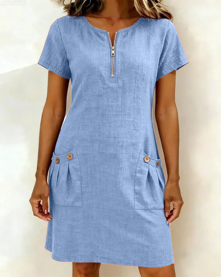 The Zip Neck Pocket Midi Dress