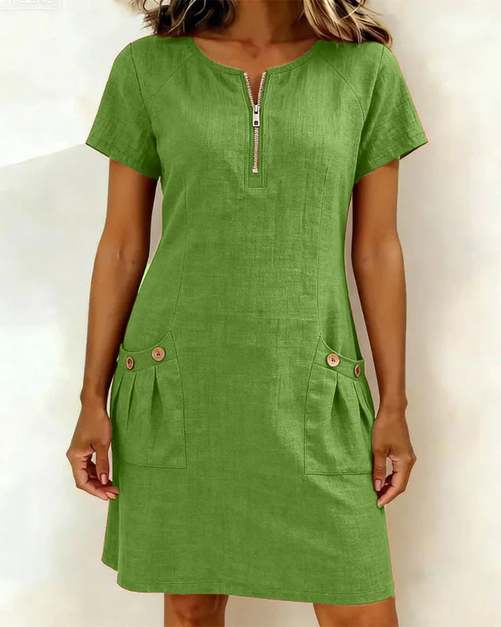 The Zip Neck Pocket Midi Dress