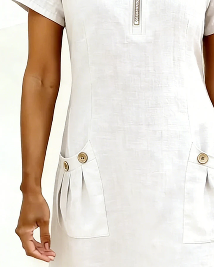 The Zip Neck Pocket Midi Dress