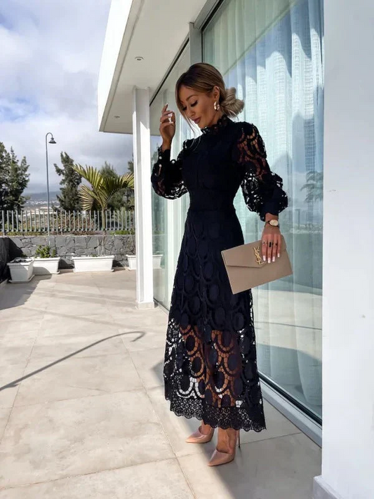 The Lace Long Sleeve Midi Dress