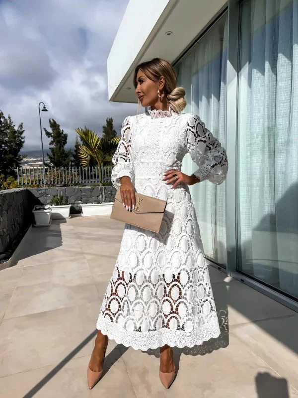 The Lace Long Sleeve Midi Dress