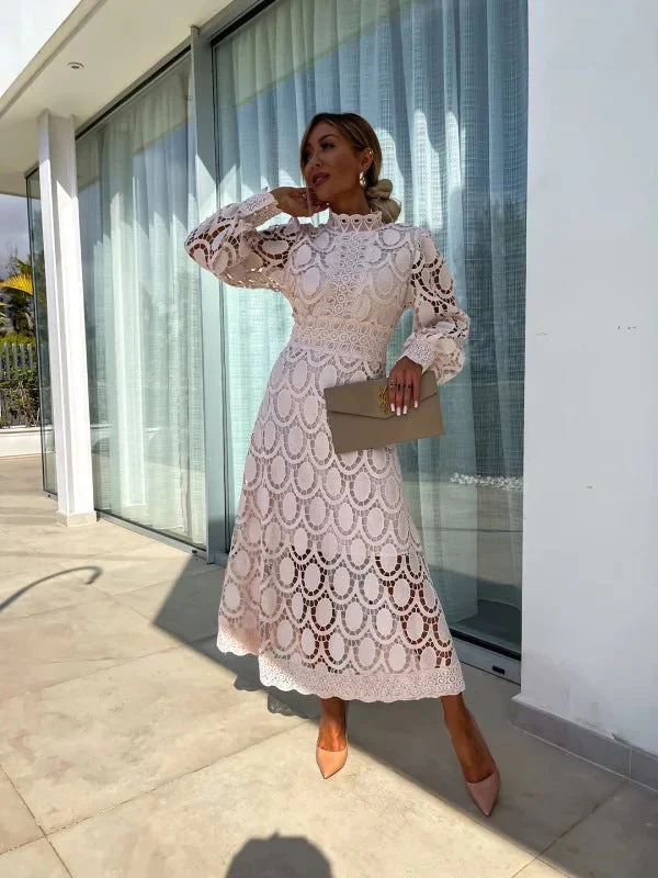 The Lace Long Sleeve Midi Dress