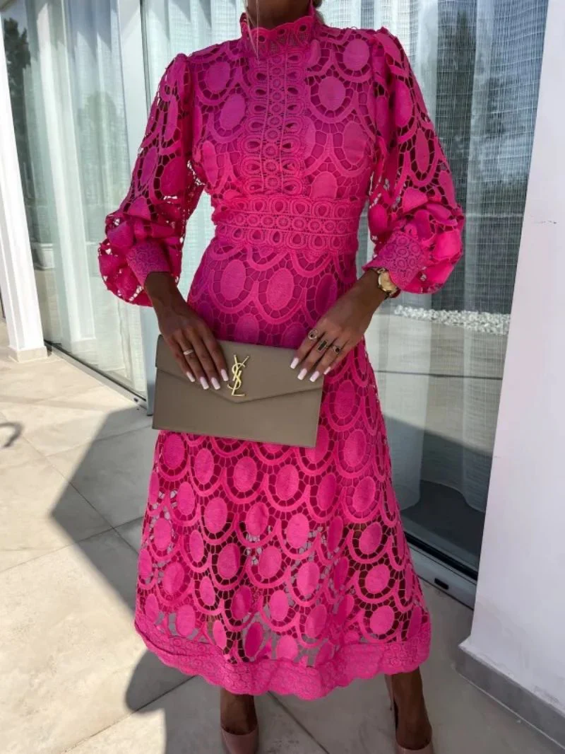 The Lace Long Sleeve Midi Dress