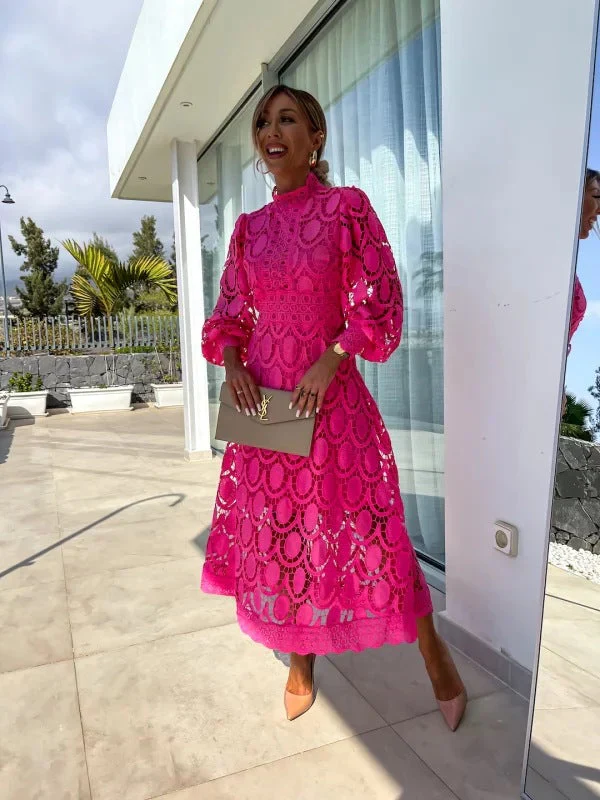 The Lace Long Sleeve Midi Dress