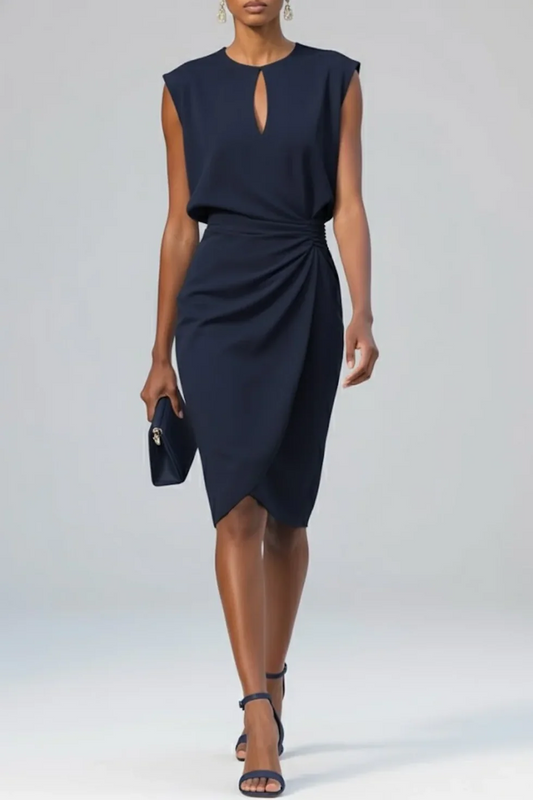 The Ruched Sleeveless Midi Dress