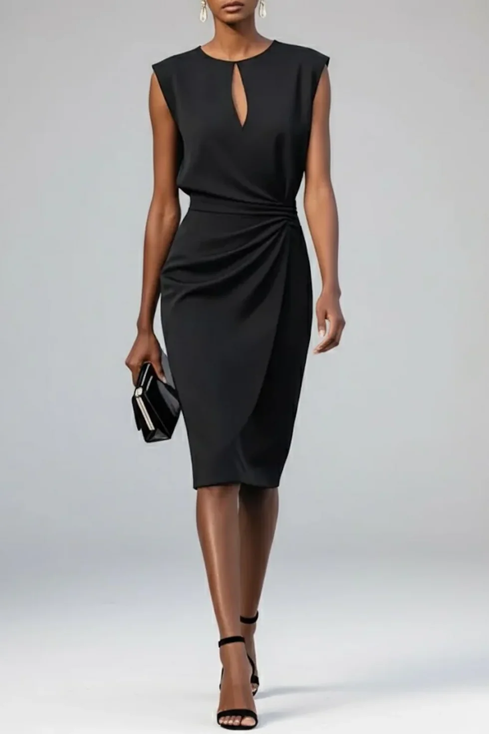 The Ruched Sleeveless Midi Dress