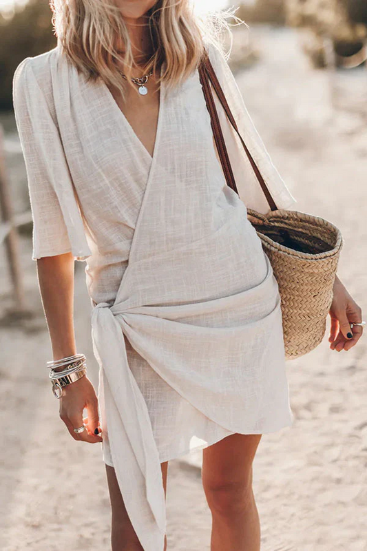 The V-Neck Wrap Short Sleeve Dress