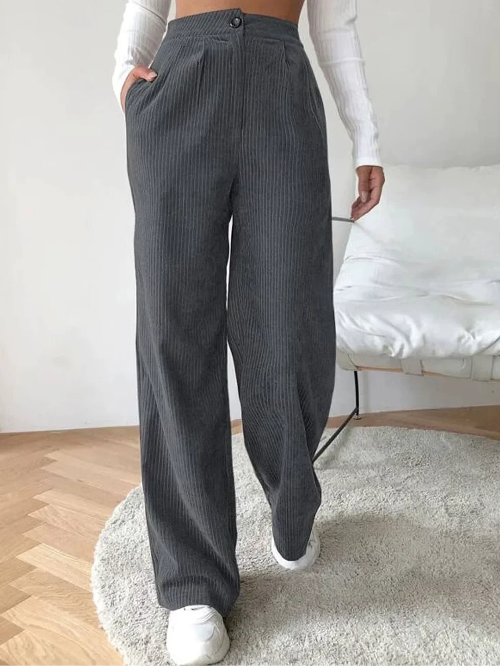 The High Waist Straight Corduroy Pants