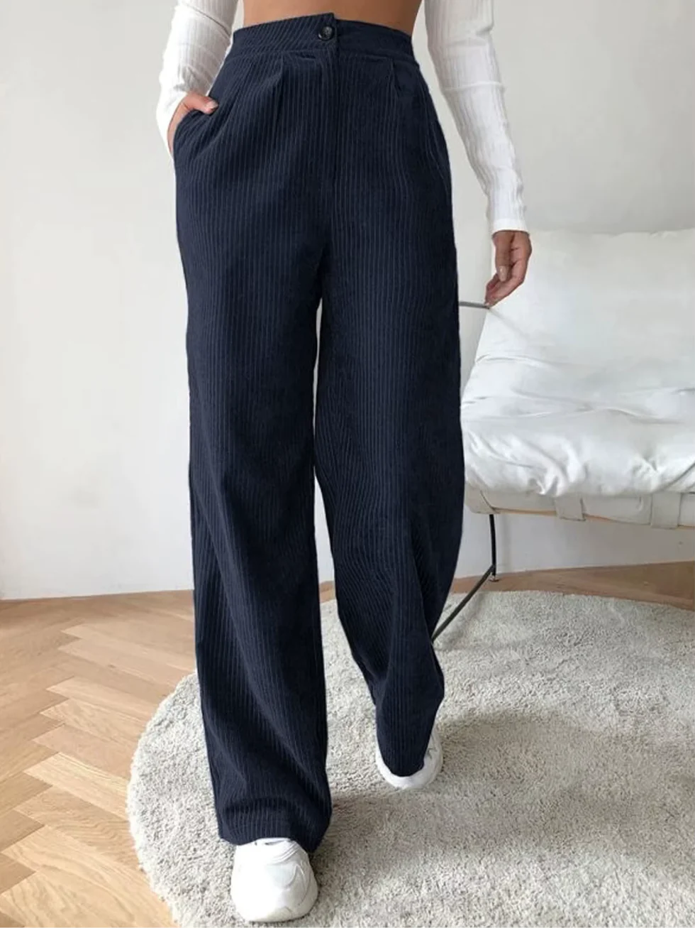 The High Waist Straight Corduroy Pants