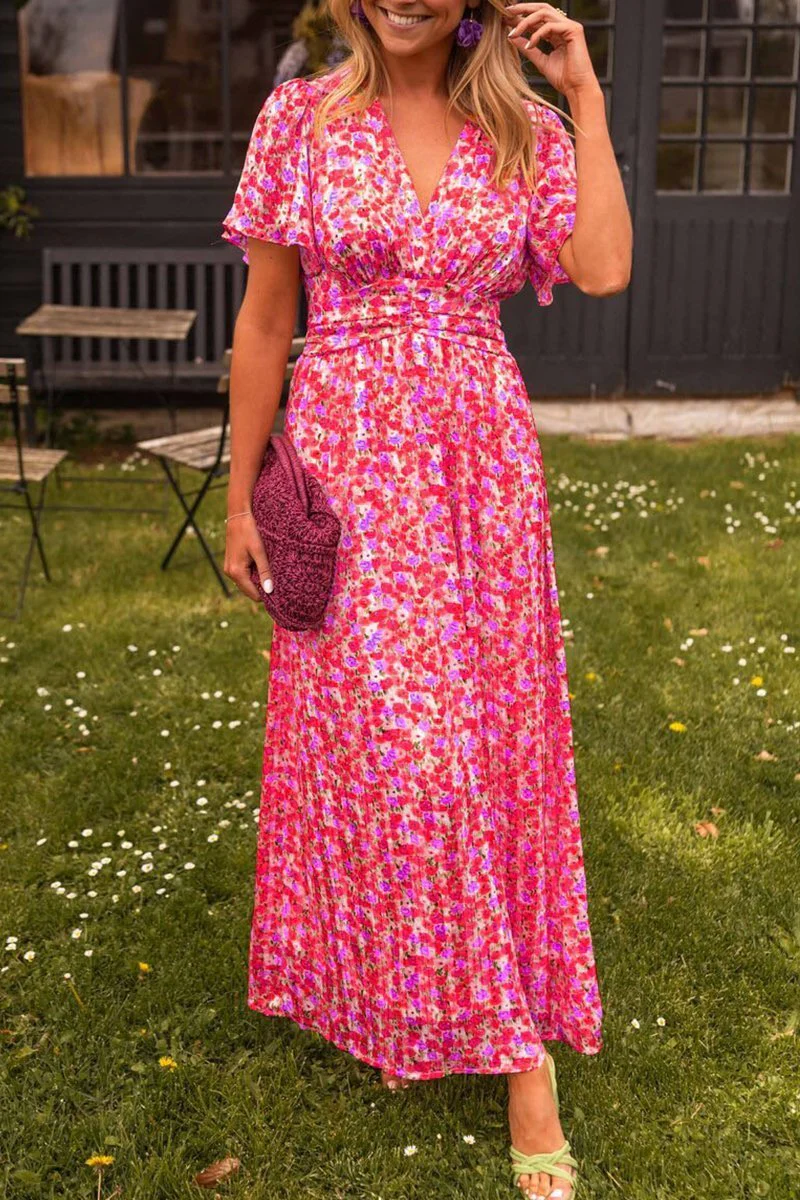 The Floral Print Bubble Sleeve Dress
