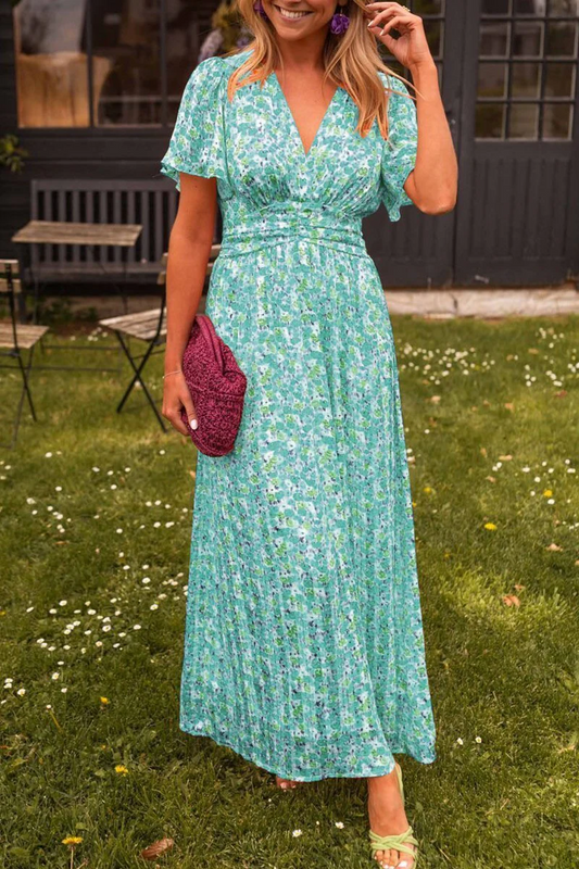 The Floral Print Bubble Sleeve Dress