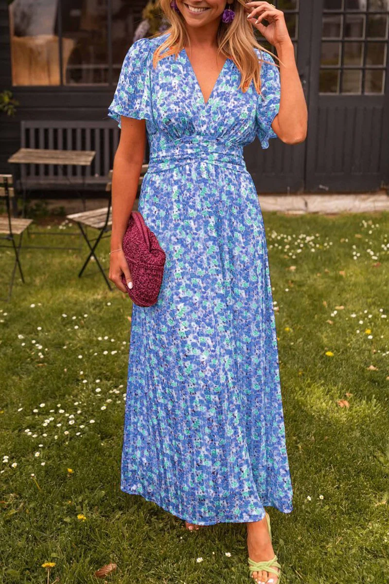 The Floral Print Bubble Sleeve Dress