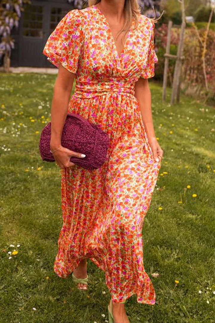 The Floral Print Bubble Sleeve Dress